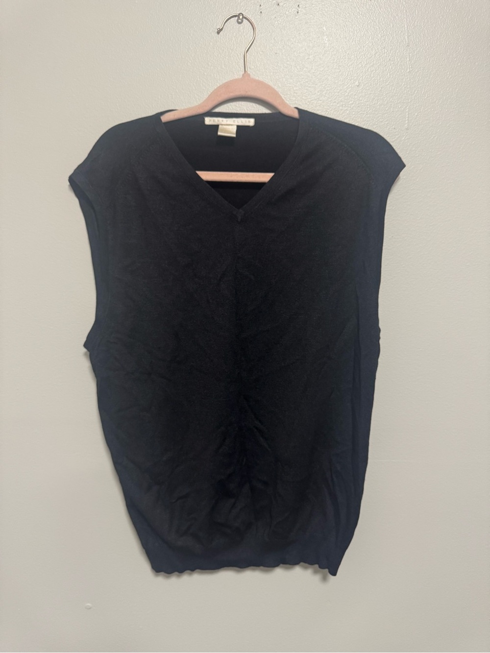 Perry Ellis Silk V-neck Sleeveless Vest Blouse
